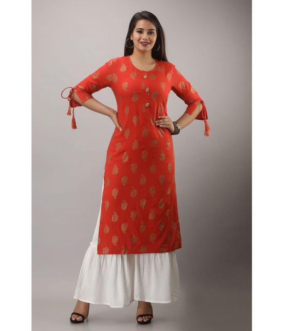 MAUKA - Red Straight Rayon Women's Stitched Salwar Suit ( Pack of 1 ) - None