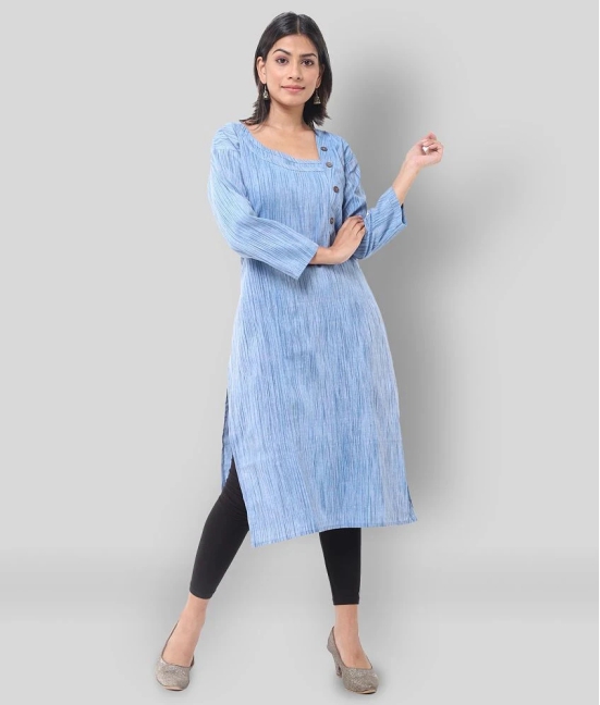 DESHBANDHU DBK - Blue Cotton Womens Straight Kurti - None