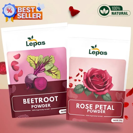 Beetroot & Rose Petals Powder Facepack COMBO for Instant Glowing & Hydrated Skin