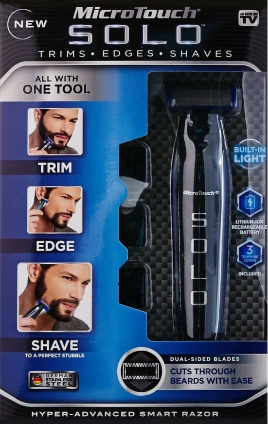 Micro Touch Solo Beard Trimmer for Men – Precision Grooming with 3 Trimming Combs