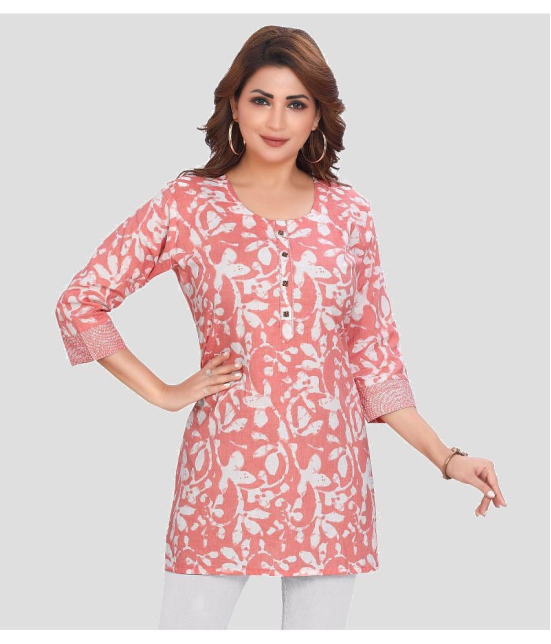 Meher Impex Cotton Printed Straight Womens Kurti - Pink ( Pack of 1 ) - None