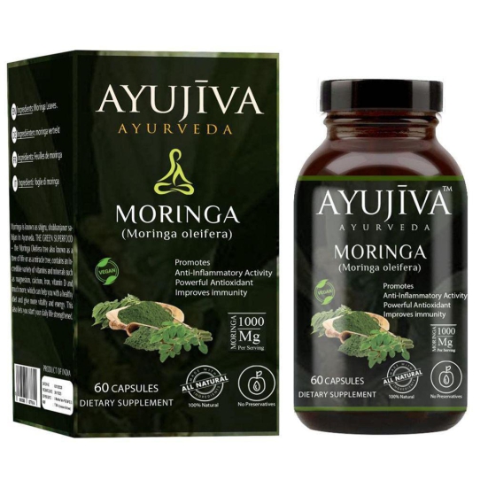 AYUJIVA Organic Moringa Oleifera Capsules (Shigru) - 1000MG -60 Veg Caps?