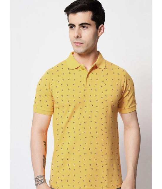 ADORATE Cotton Blend Regular Fit Printed Half Sleeves Mens Polo T Shirt - Mustard ( Pack of 1 ) - None