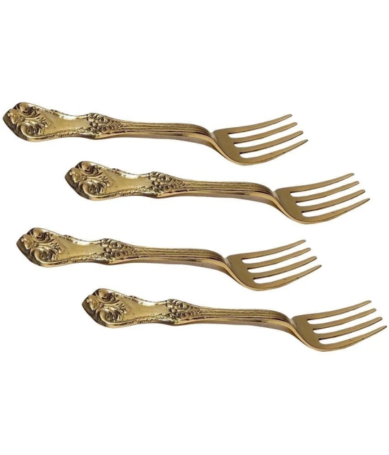 A & H ENTERPRISES - Gold Brass Dessert Fork ( Pack of 4 ) - Gold