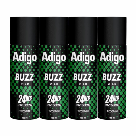 Adigo Buzz Wild 24hrs Long Lasting Deodorant 165ml(Pack Of 4)