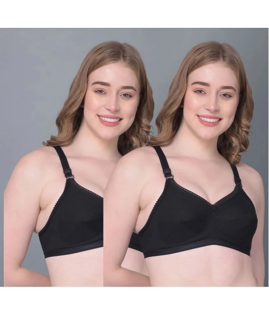 Dollar Missy Pack of 2 Cotton Womens Everyday Bra ( Black ) DES-1052-BLK-PO2 - None