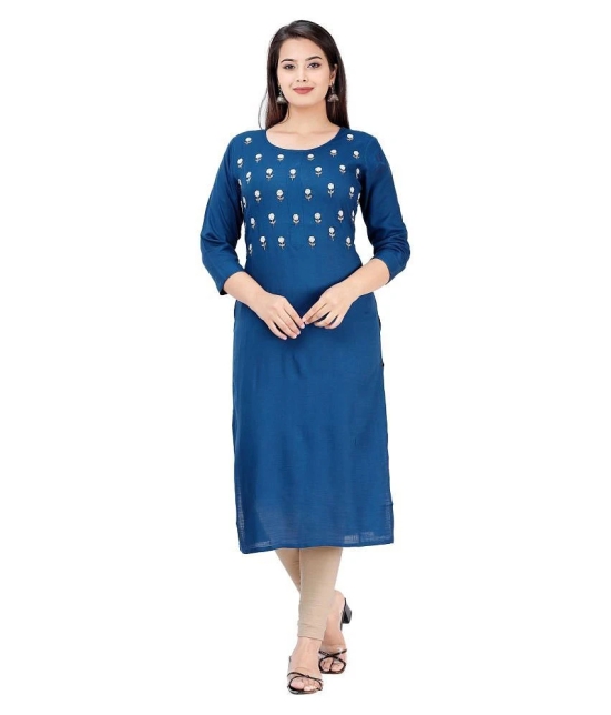 HIGHLIGHT FASHION EXPORT - Blue Rayon Womens Straight Kurti - 6XL