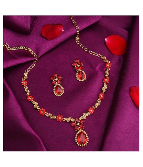 Sukkhi Alloy Red Traditional Necklaces Set Collar - Red