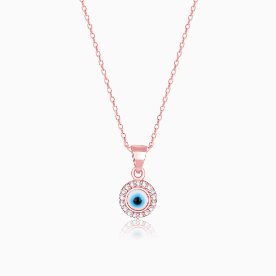 Rose Gold Studded Evil Eye Pendant