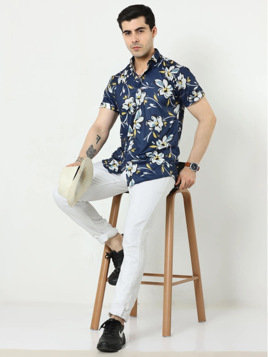 Men Regular Fit Floral Print Spread Collar Casual Shirt-M