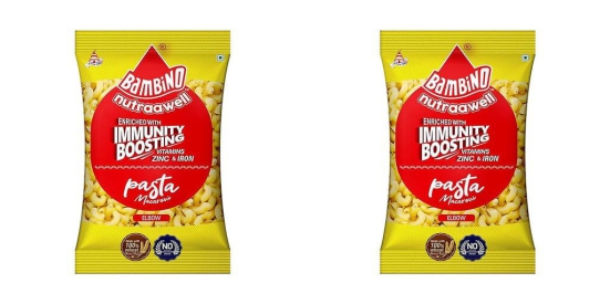 Bambino | Pasta Macaroni with PEP | Enriched with Immunity Boosting | Elbow | 900 gm Each | Pack of 2 | 1800 Gm Pack