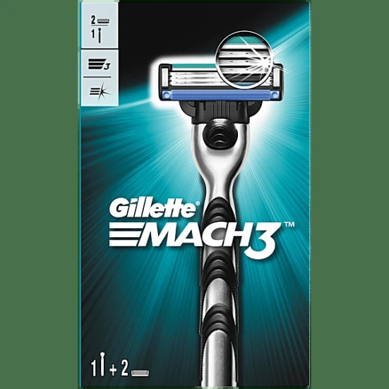 Gillette Mach 3 Razor For Men Handle + 2 Cartridges