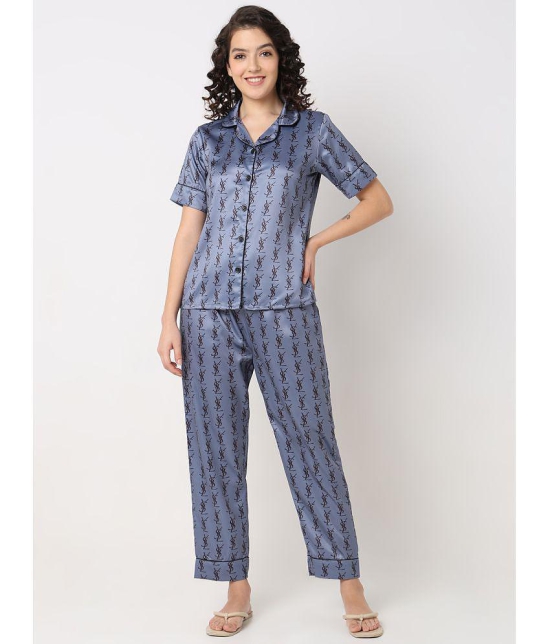 Smarty Pants Grey Satin Womens Nightwear Nightsuit Sets ( Pack of 1 ) - None