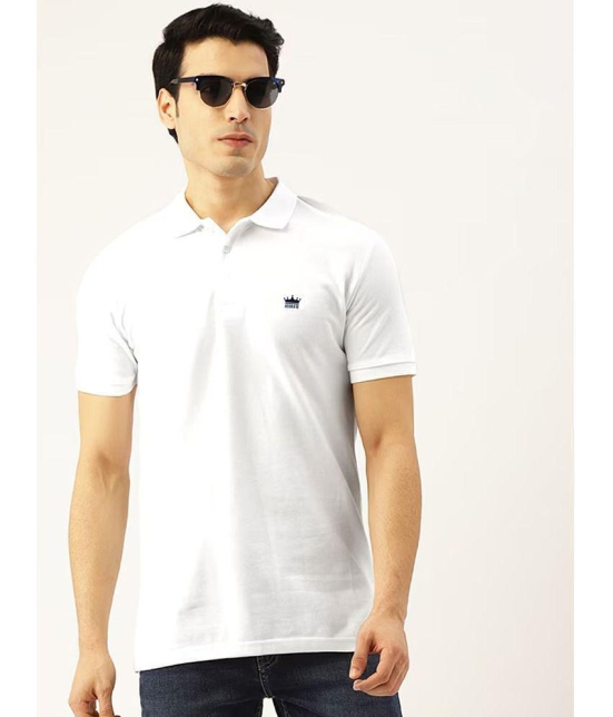 ADORATE Cotton Blend Regular Fit Solid Half Sleeves Mens Polo T Shirt - White ( Pack of 1 ) - None