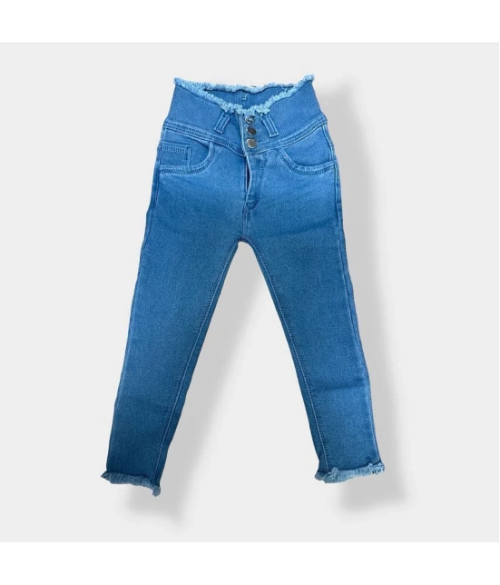 ICONIC ME- Kids Girls 3 button Plain Denim Jeans | Premium Denim Jeans - None