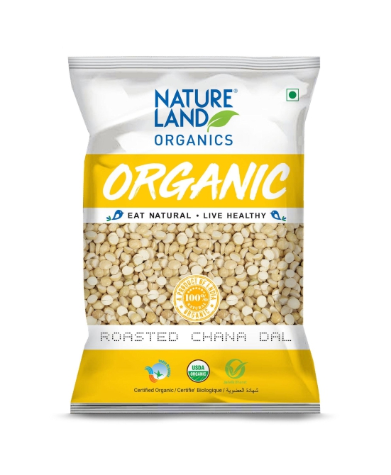 Natureland Organics Roasted Chana Dal, 500 gm Each - Pack of 3