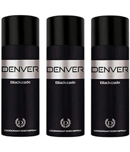 Denver Black Code Deodorant Spray for Men 600 ml ( Pack of 3 )