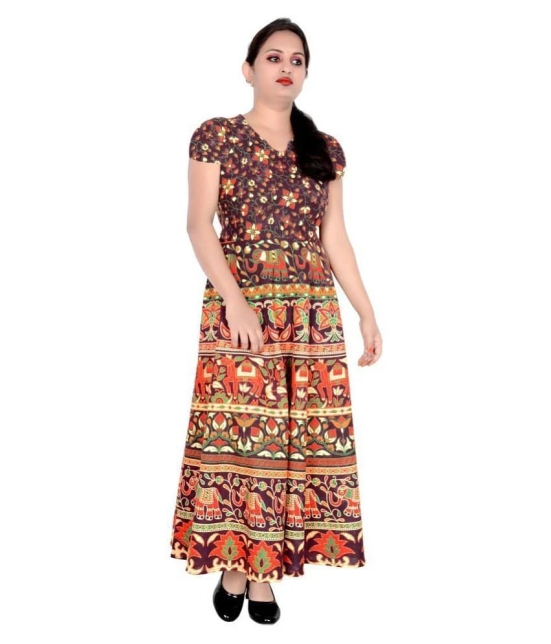 Sttoffa - Brown Cotton Womens Flared Kurti - M