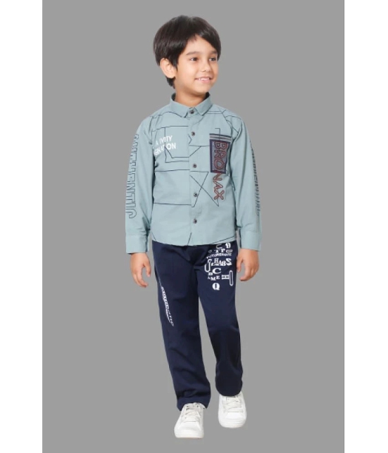 DKGF Fashion - Green Cotton Blend Boys Shirt & Pants ( Pack of 1 ) - None