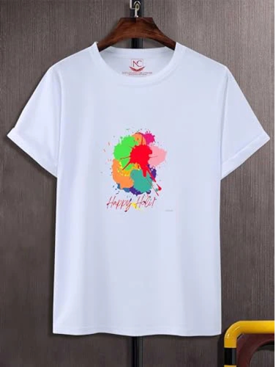 NITYANAND CREATIONS Round Neck White Holi T-Shirt for MEN-HOLI-T-SHIRT-11582-XL