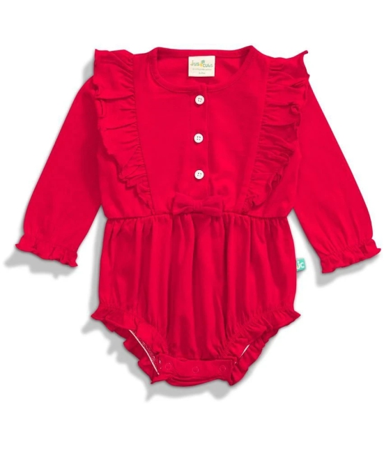 Juscubs Red Cotton Bodysuit For Baby Girl ( Pack of 1 ) - None