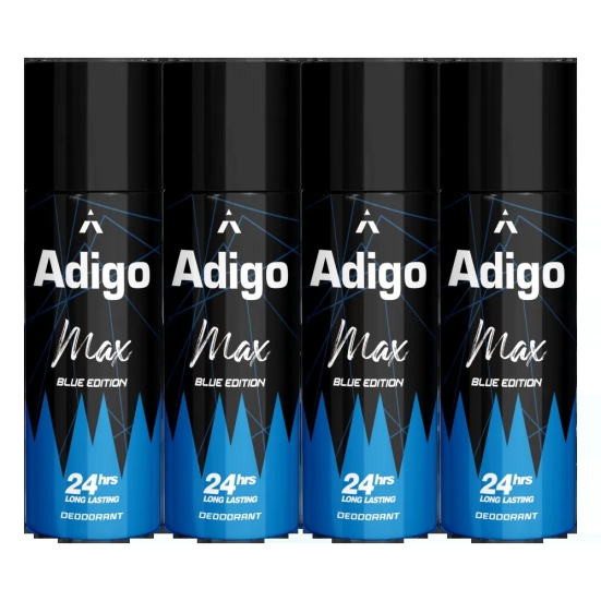 Adigo Max Blue Edition Deodorant 165ml-Pack Of 4