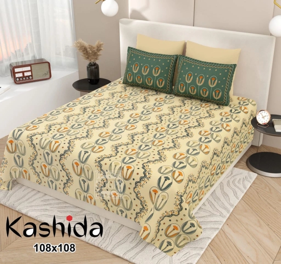 Bedsheet Adda-Super Mega King Size  King Size(108*108 in)-Pure Cotton Sanganeri Printed Jaipuri  Double Bedsheet With 2 Matching Pillow Covers-RJ-14-03-(108*108)-HT8307