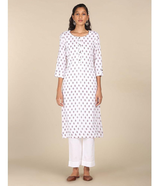 Karigari - White Rayon Women's Straight Kurti ( Pack of 1 ) - None