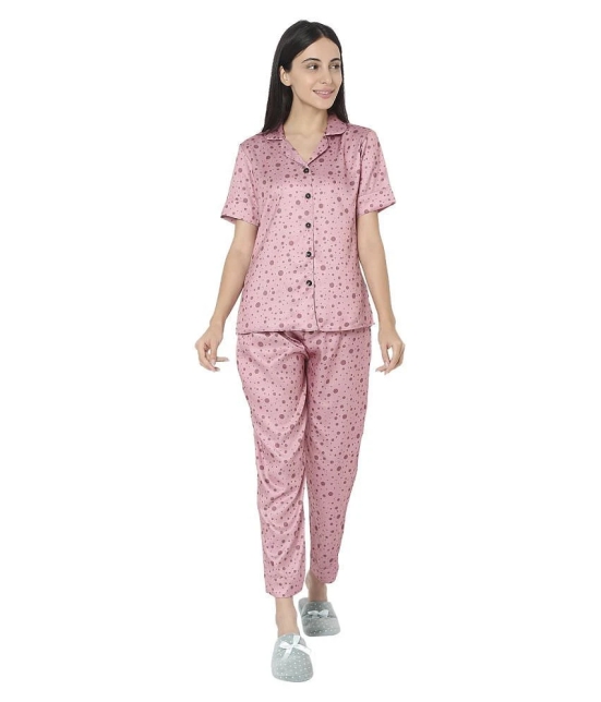 Smarty Pants Satin Nightsuit Sets - Pink Single - L