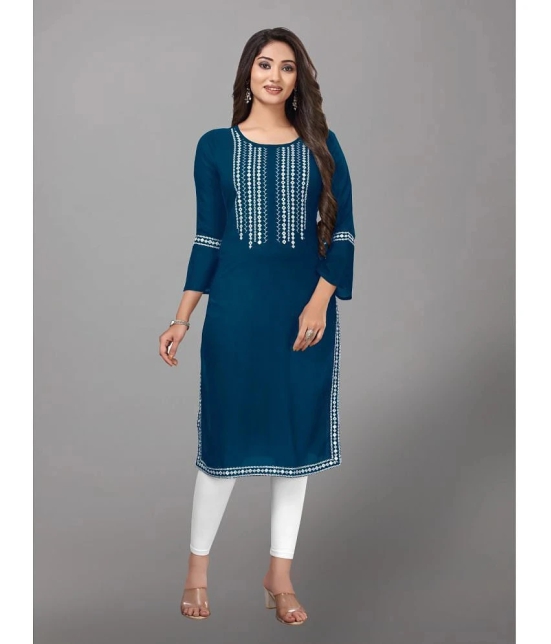 Kapadia - Blue Rayon Womens Straight Kurti ( Pack of 1 ) - None