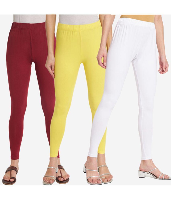 SELETA - Multicolor Cotton Women's Leggings ( Pack of 3 ) - None