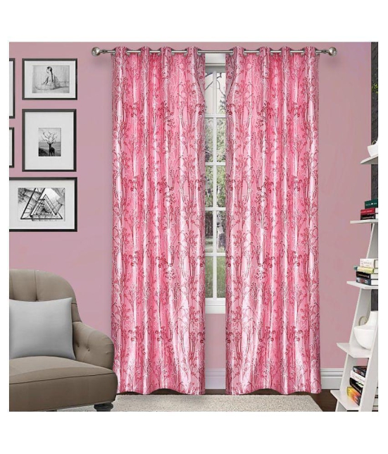 Veronica Deco Set of 2 Long Door Blackout Room Darkening Eyelet Poly Cotton Curtains Pink - Pink