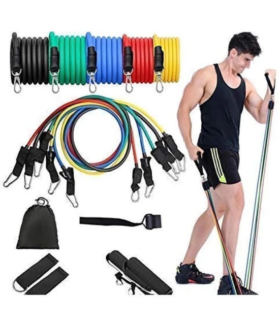 Resistance Band Set with Handles, Portable Toning Tubes with Door Anchor Bag and Ankle Straps Included Set - 11 , Pack of 1 - Multi Color