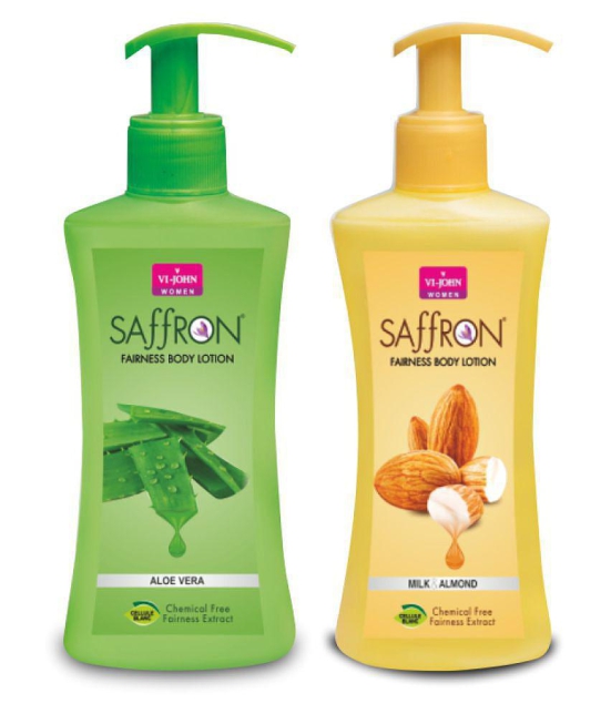 VI-JOHN Body Lotion Combo of 2 | 250 ml Each | For Men and Women | All Skin Types | Aloe Vera | Milk & Almond (500 ml)