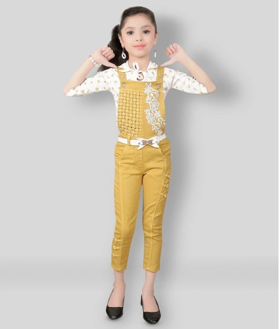 Arshia Fashions - Yellow Denim Girls Top With Dungarees ( Pack of 1 ) - None