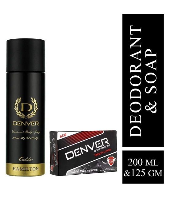 Denver Caliber Deodorant - 165ML & Black Code Soap - 125GM For Men (Combo Pack of 2)