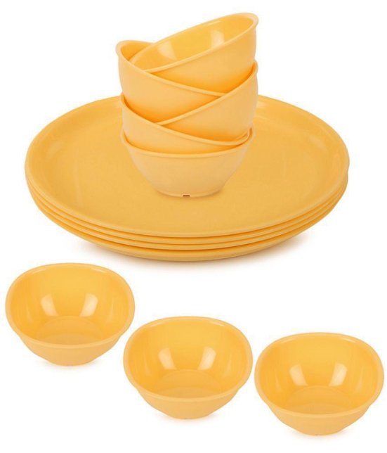 HOMETALES - Yellow Plastic Dinner Set ( Pack of 12 ) - Yellow