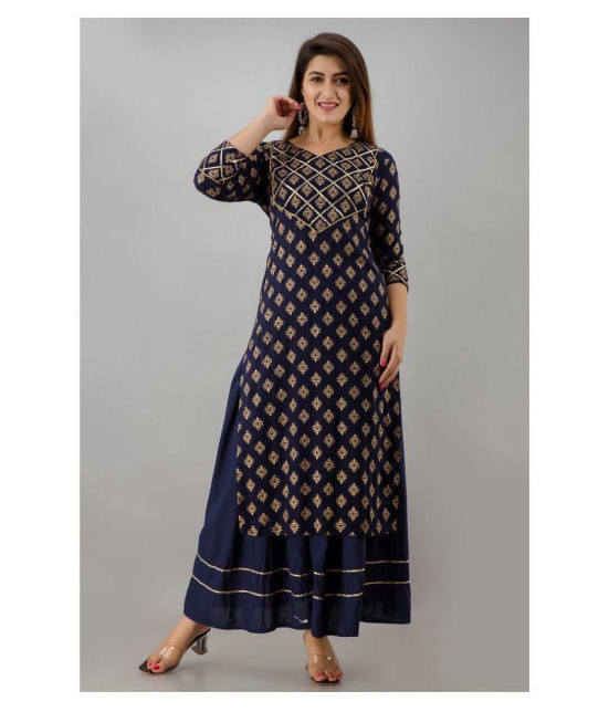 FabbibaPrints Rayon Kurti With Skirt - Stitched Suit - S