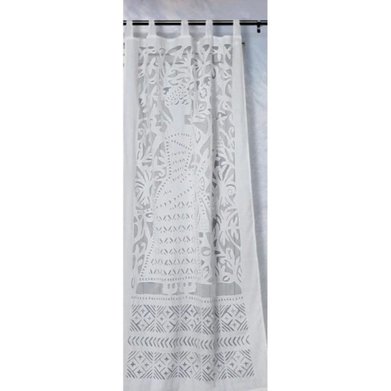 Lush Handcrafted White Applique Curtain