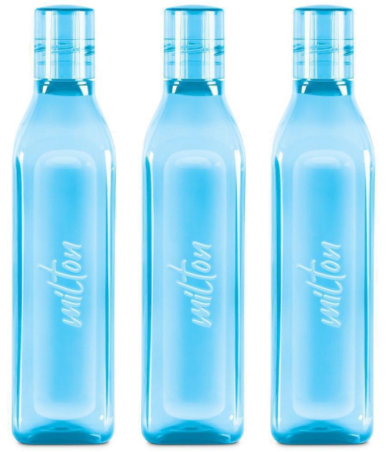 Milton Prive PET Water bottle (Set of 3, 1 Litre Each) Sky Blue - Sky Blue