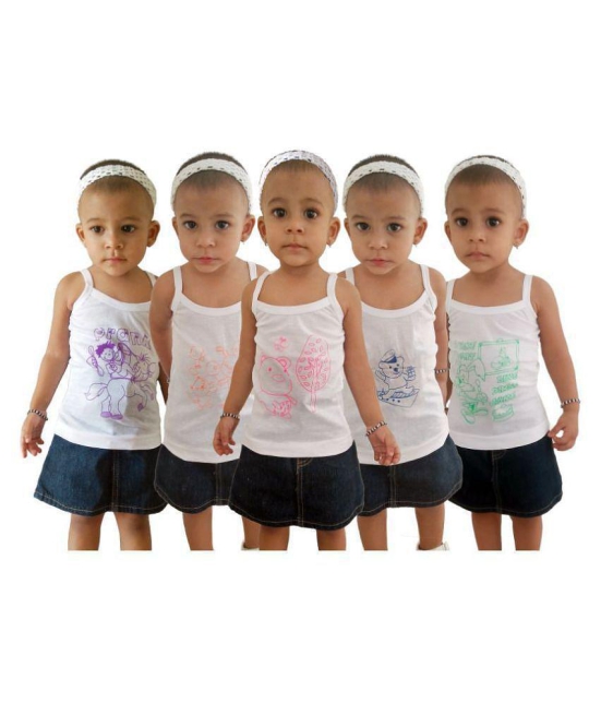 HAP Kids White Cotton Camisole /Spaghetti / Slip /Inner /Multi Pack/Pack of five / 5 - None