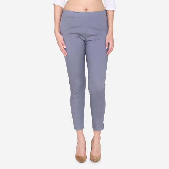 Women's Cotton Formal Trousers - Grey Grey M