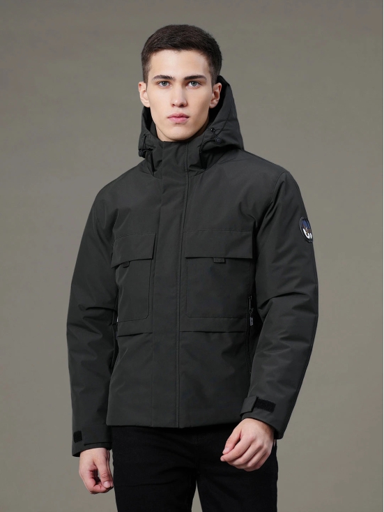 RedTape Hooded Padded Jacket for Men |  Zipper & Button Closure | Enhanced Comfort