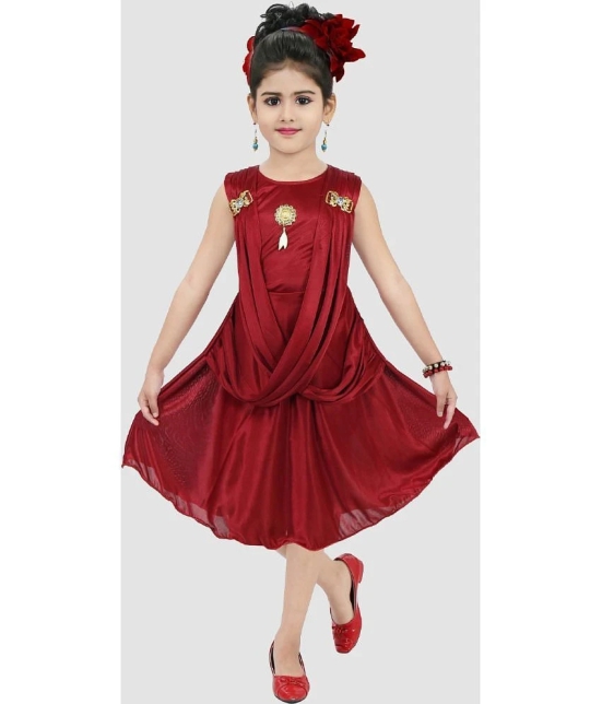 9stiches Satin Frock For Girls ( Pack of 1 , Maroon ) - None