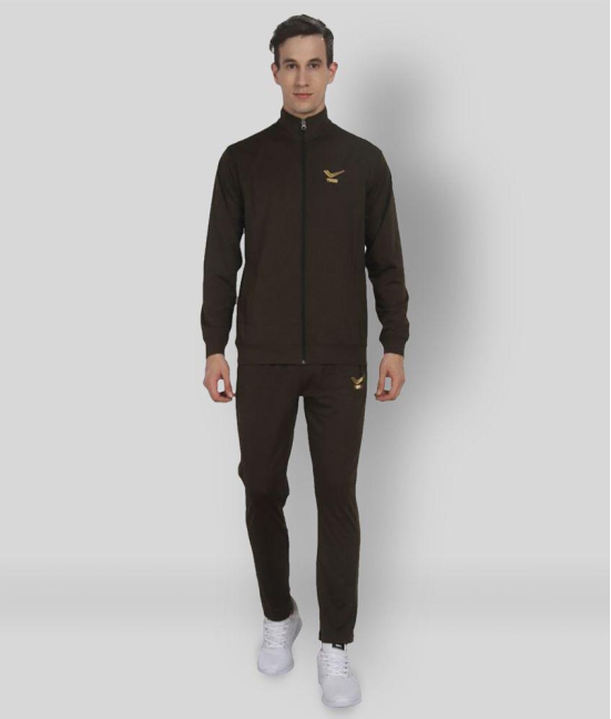 YUUKI - Brown Polyester Regular Fit Solid Mens Sports Tracksuit ( Pack of 1 ) - XL