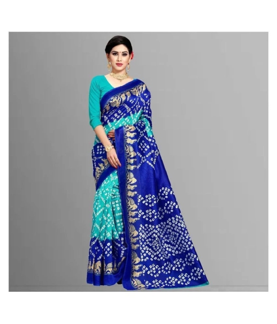 Anand Sarees - Blue Silk Blend Saree With Blouse Piece (Pack of 1)