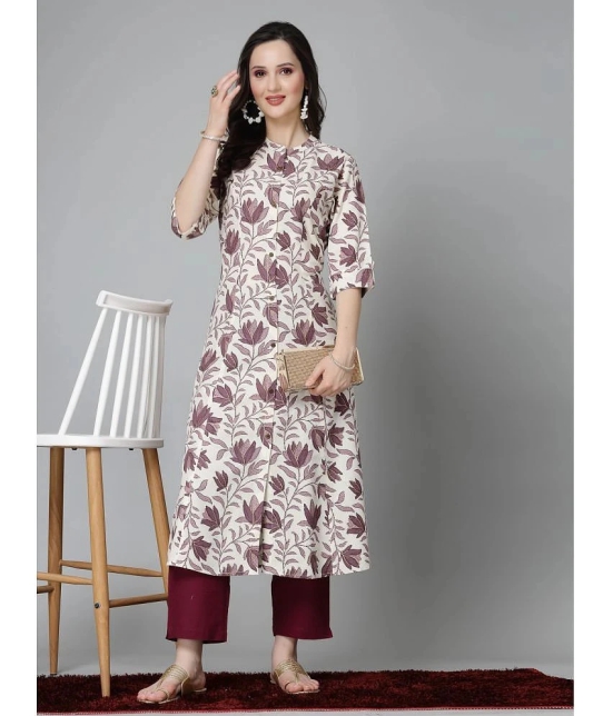 Stylum Rayon Printed Front Slit Womens Kurti - Mauve ( Pack of 1 ) - None