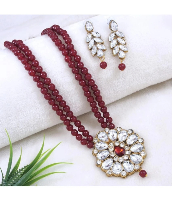 Padmavati Bangles Maroon Pendant set ( Pack of 1 ) - Maroon