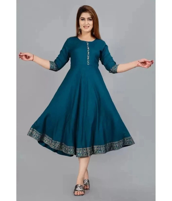 Smien - Olive Rayon Womens Anarkali Kurti ( Pack of 1 ) - None