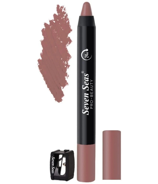 Seven Seas Matte Mood Non Transfer Crayon Lipstick | Long Lasting Crayon Lipstick (Nudy Mauve)